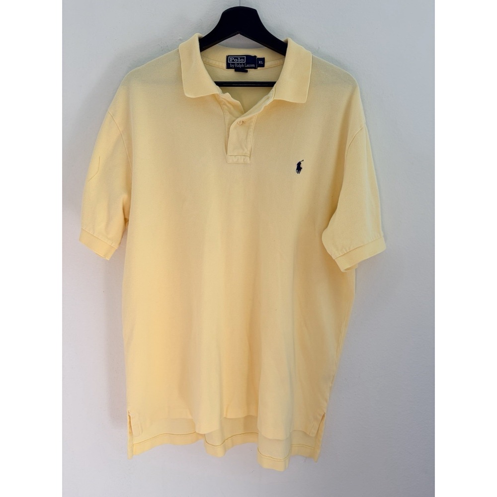 Polo Ralph Lauren Mens Yellow Short Sleeve Polo Shirt Cotton Size XL
